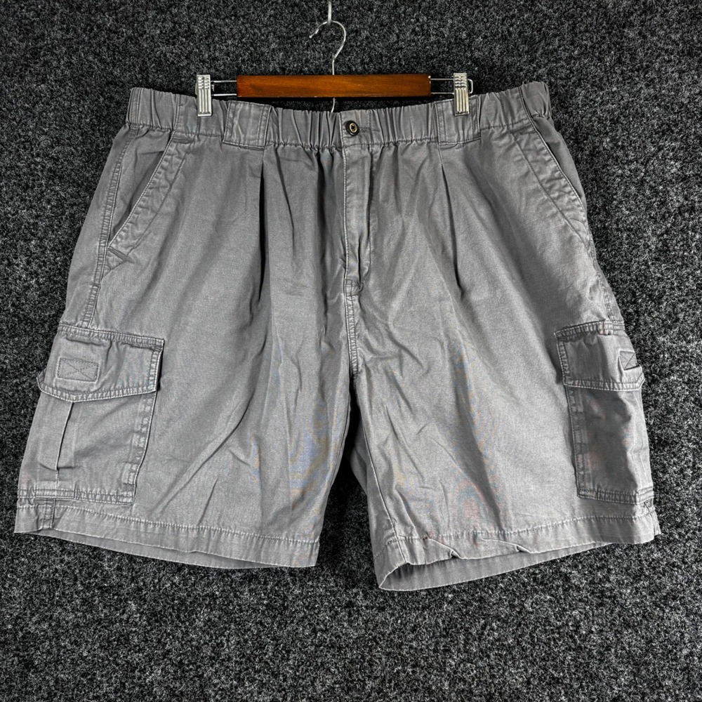 Tommy Bahama Mens Gray Cargo Shorts Elastic Waist Pleated Cotton XXL Gray